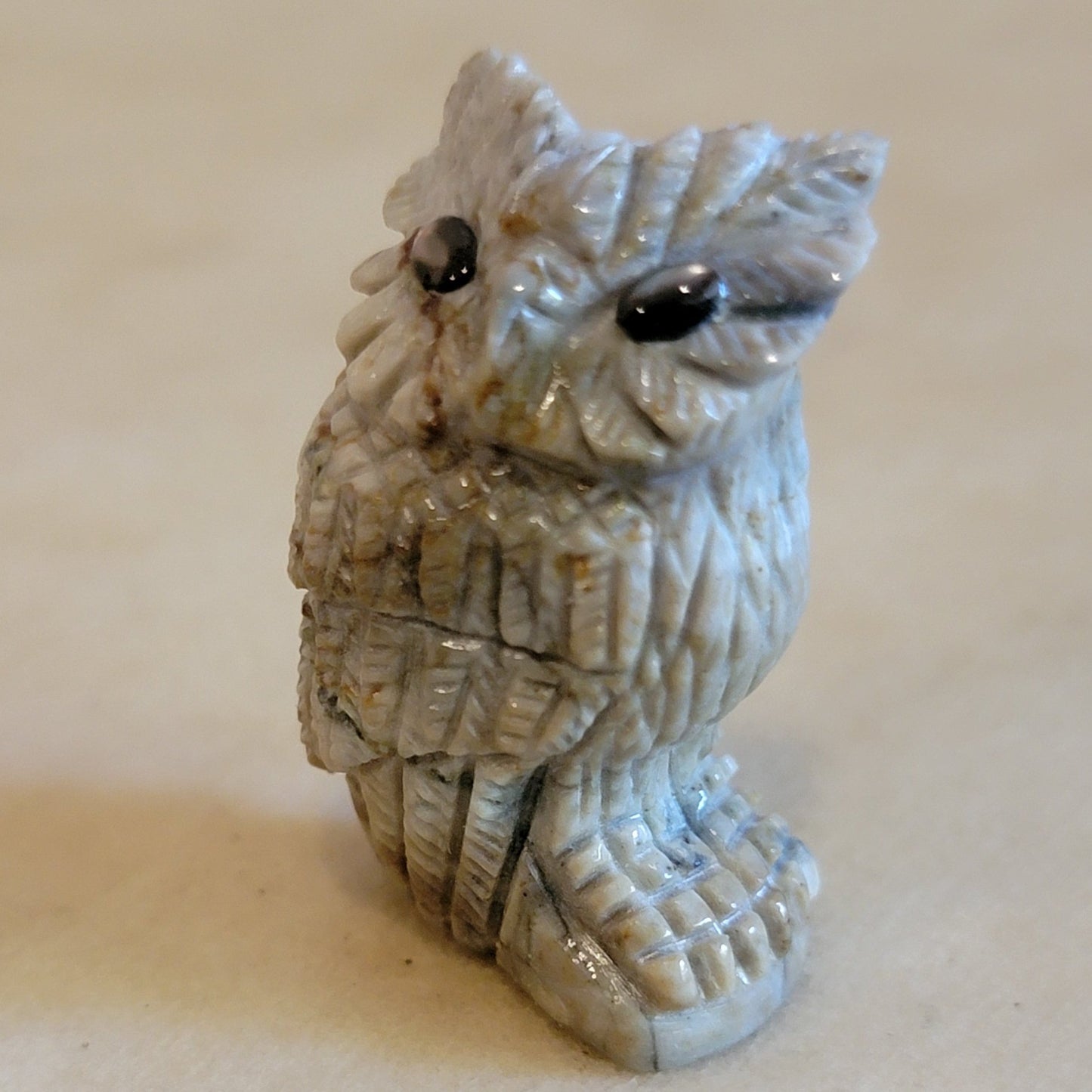 Picasso Marble Great Horned Owl Zuni Fetish