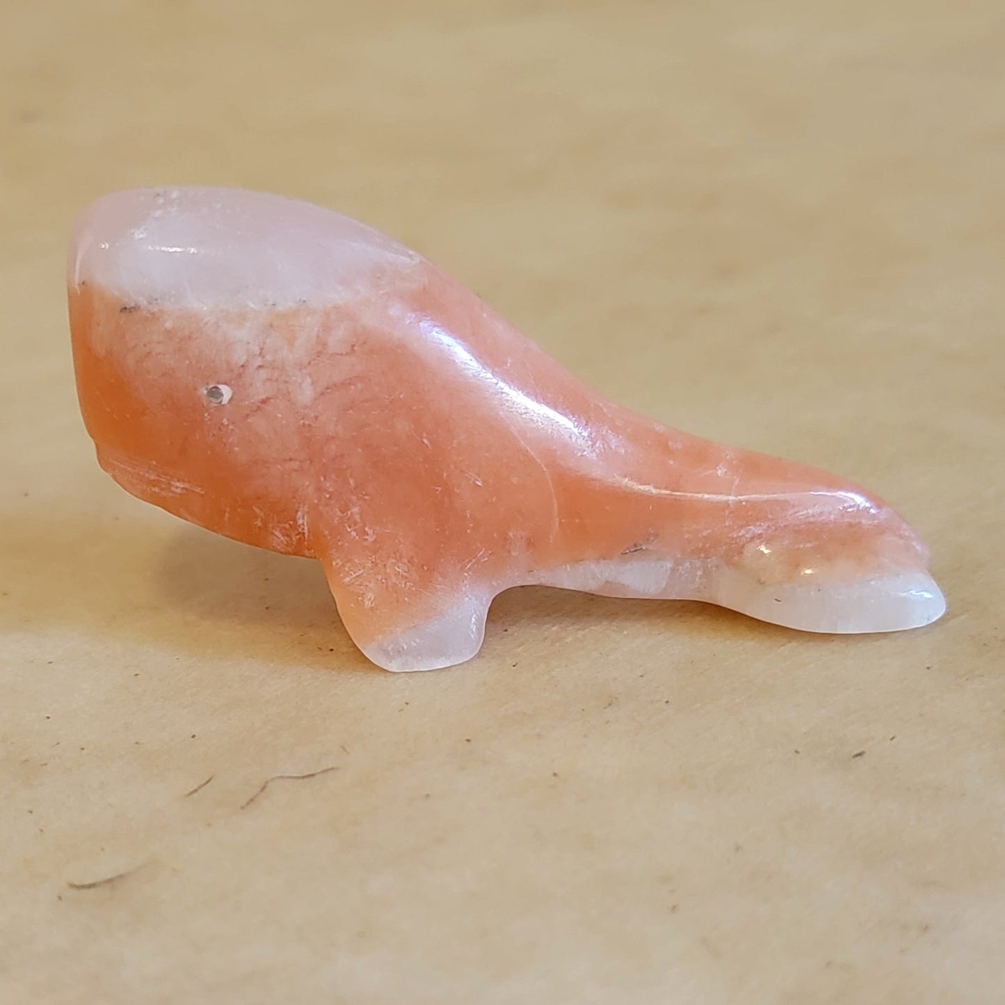 Peach Alabaster Zuni Fetish Whale