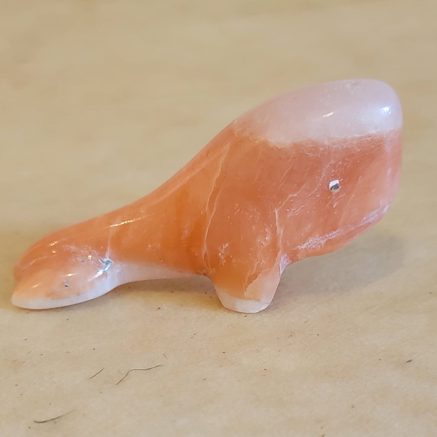 Peach Alabaster Zuni Fetish Whale