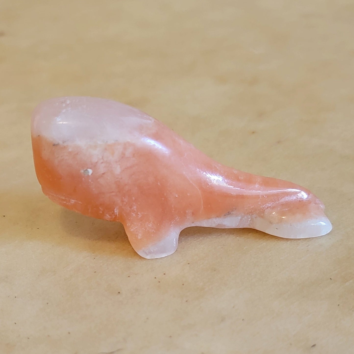 Kenny Chavez Peach Alabaster Zuni Fetish Whale