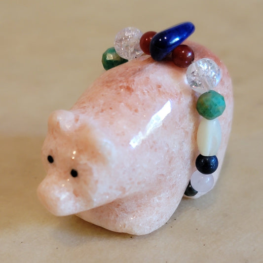 Alabaster Bear w/ Fancy Pack Zuni Fetish