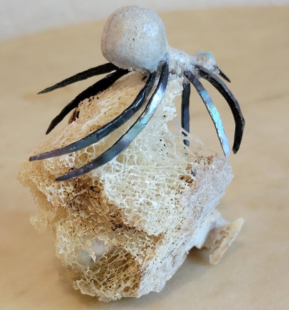 Spooky Antler Spider with Pearl Eggs Zuni Fetish