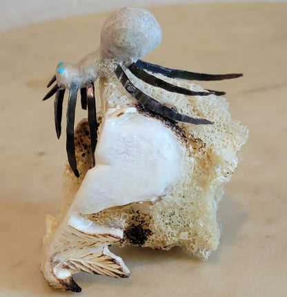 Spooky Antler Spider with Pearl Eggs Zuni Fetish