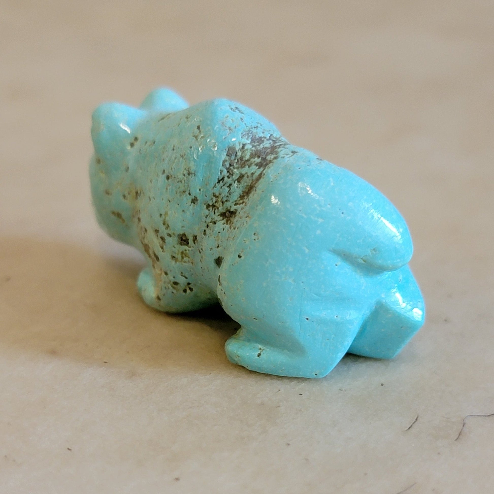 Natural Fox Turquoise Navajo Grizzly Bear Zuni Fetish