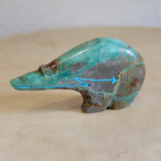 Elegant Long Necked Turquoise Medicine Bear Zuni Fetish