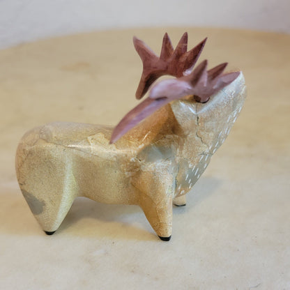 Travertine Elk w/Cedar Antlers Zuni Fetish