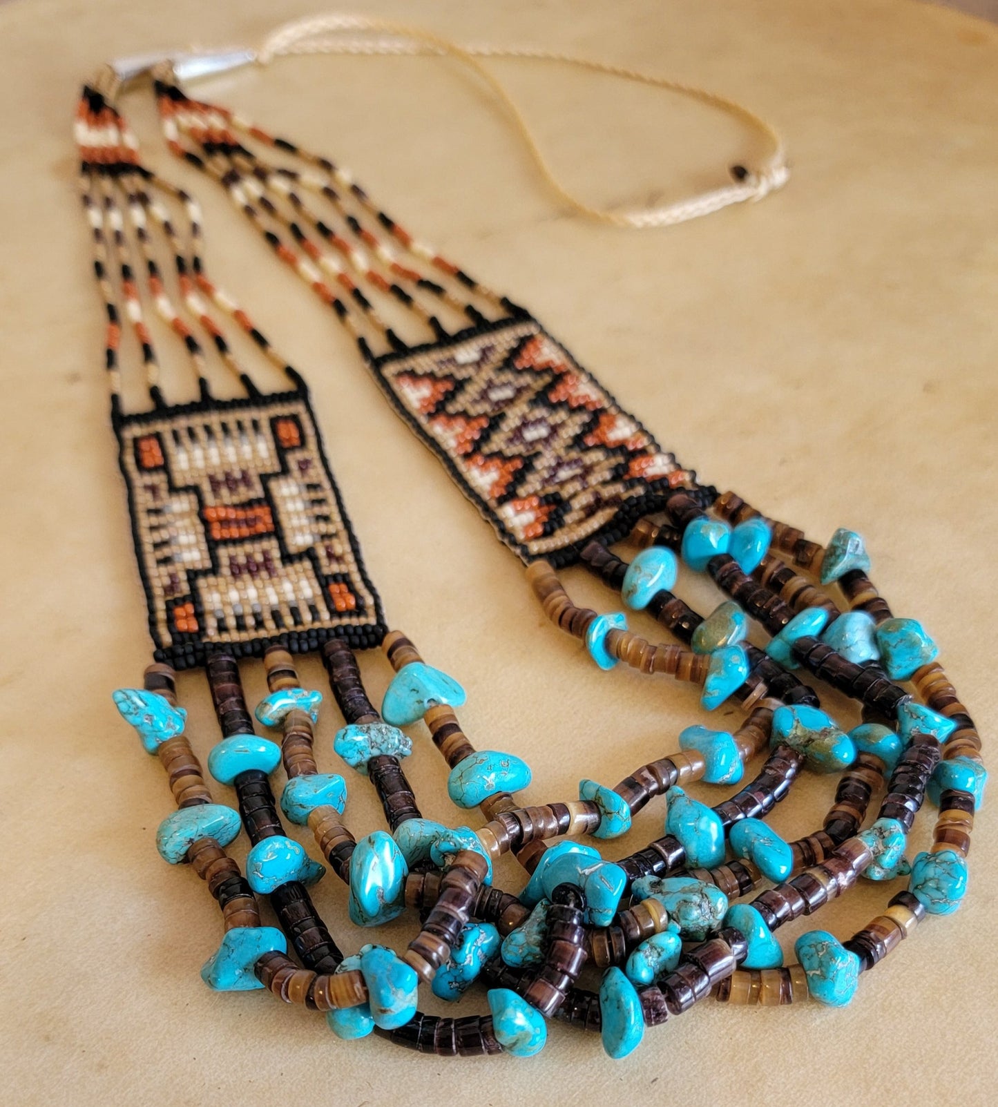 Navajo Turquoise and Beaded Rugs Unique Indian Beadwork Necklace Jewelry