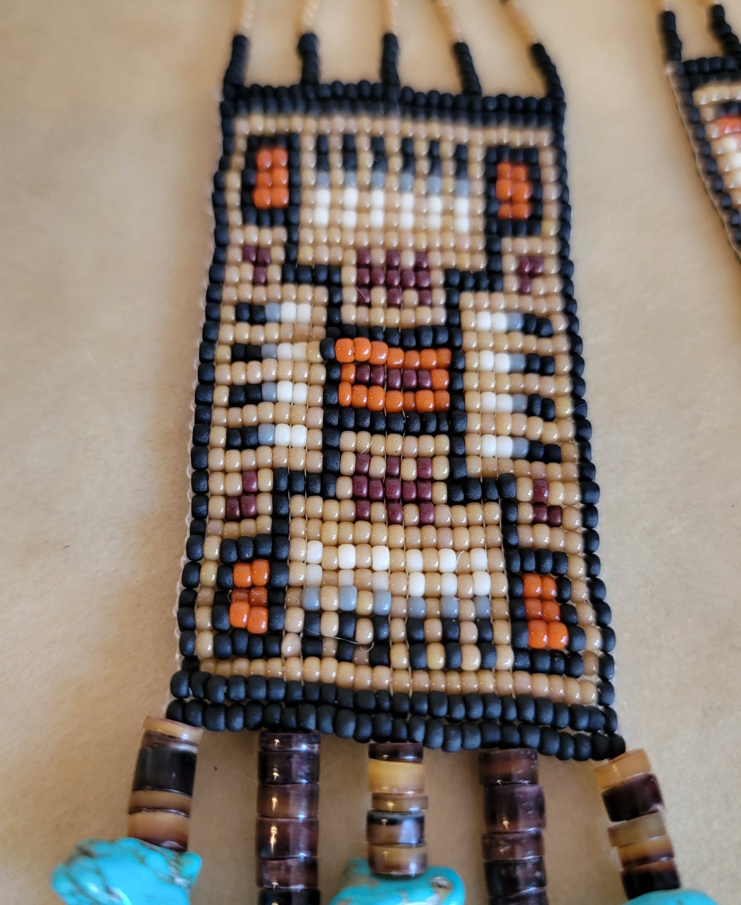 Navajo Turquoise and Beaded Rugs Unique Indian Beadwork Necklace Jewelry