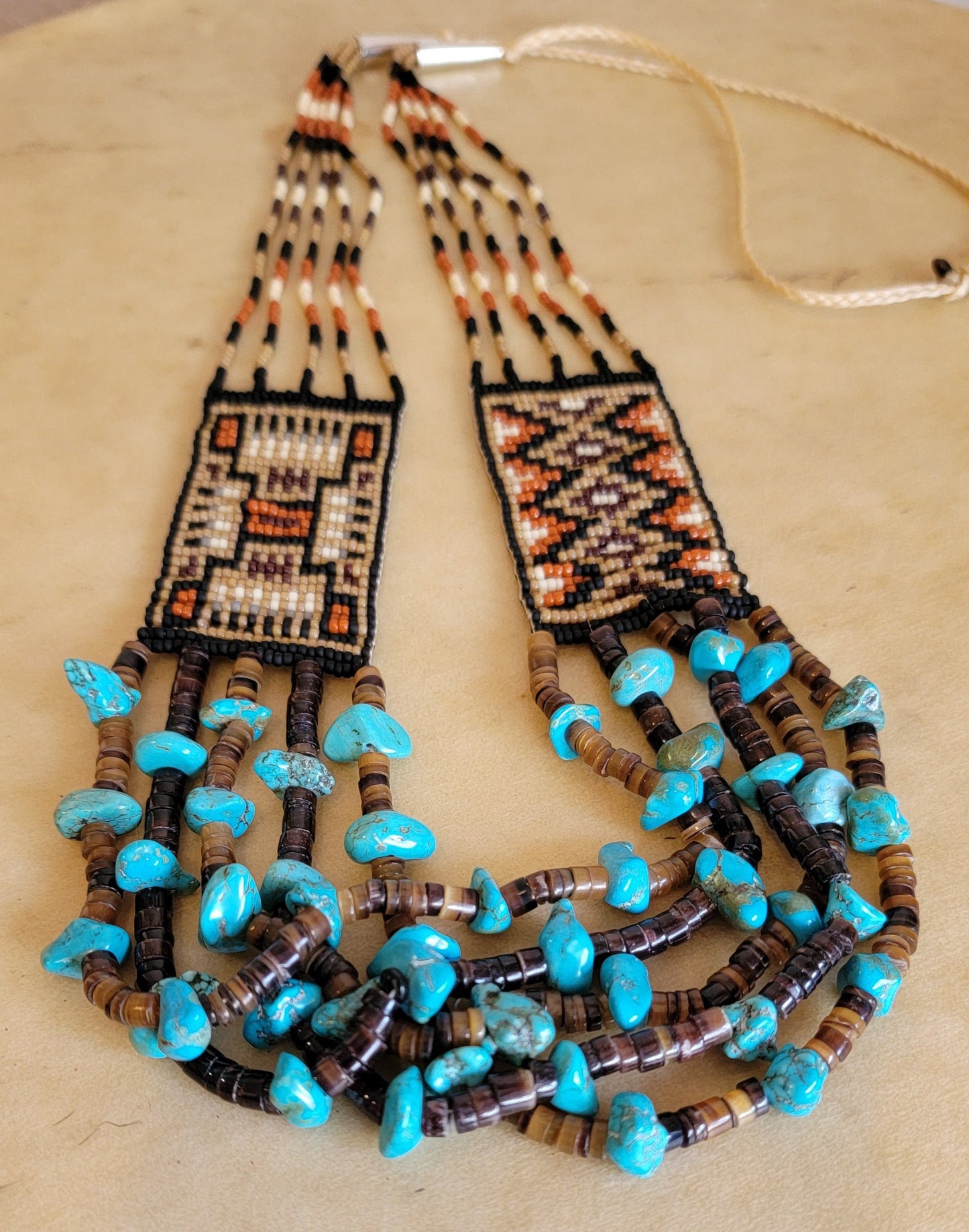 Navajo Turquoise and Beaded Rugs Unique Indian Beadwork Necklace Jewelry