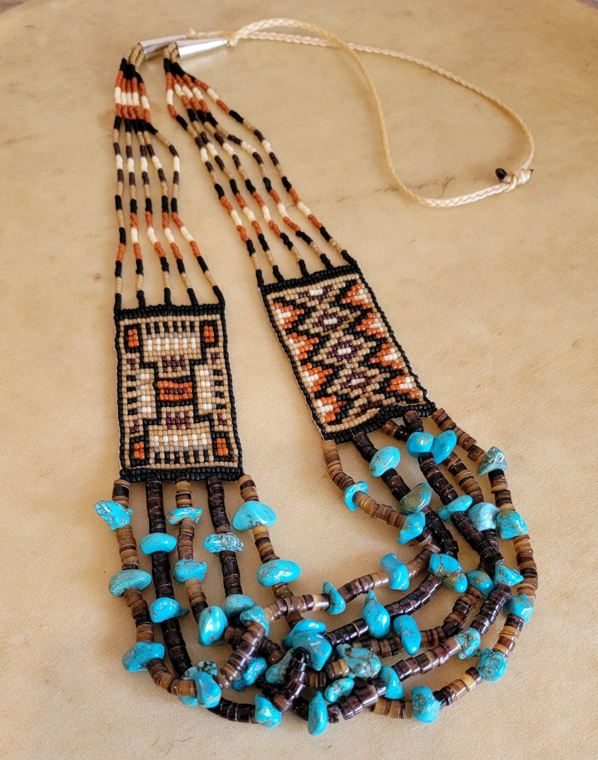 Navajo Turquoise and Beaded Rugs Unique Indian Beadwork Necklace Jewelry