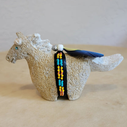 Navajo Two Toned Mottled Alabaster Running Horse Zuni Fetish