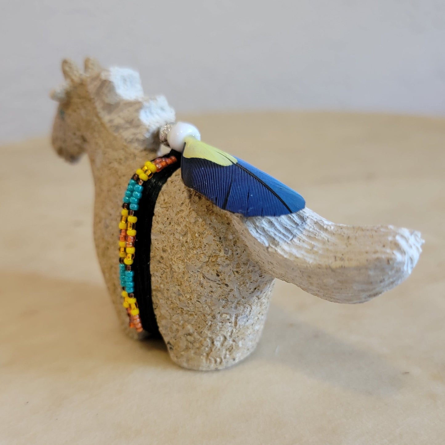 Navajo Two Toned Mottled Alabaster Running Horse Zuni Fetish