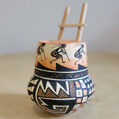 Miniature Vintage Acoma Pueblo Pottery w/Fine Line Designs and Kiva Ladder