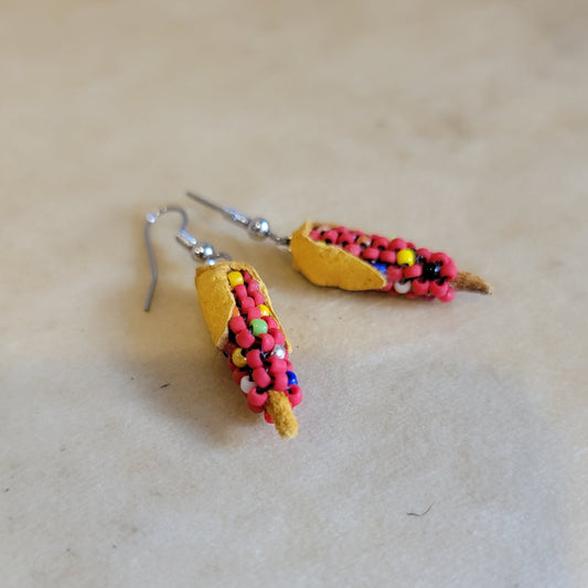 Beaded Colorful Indian Corn Earrings Indian Beadwork