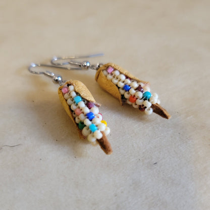 Cute and Fun Beaded Indian Corn Earrings Indian Beadwork