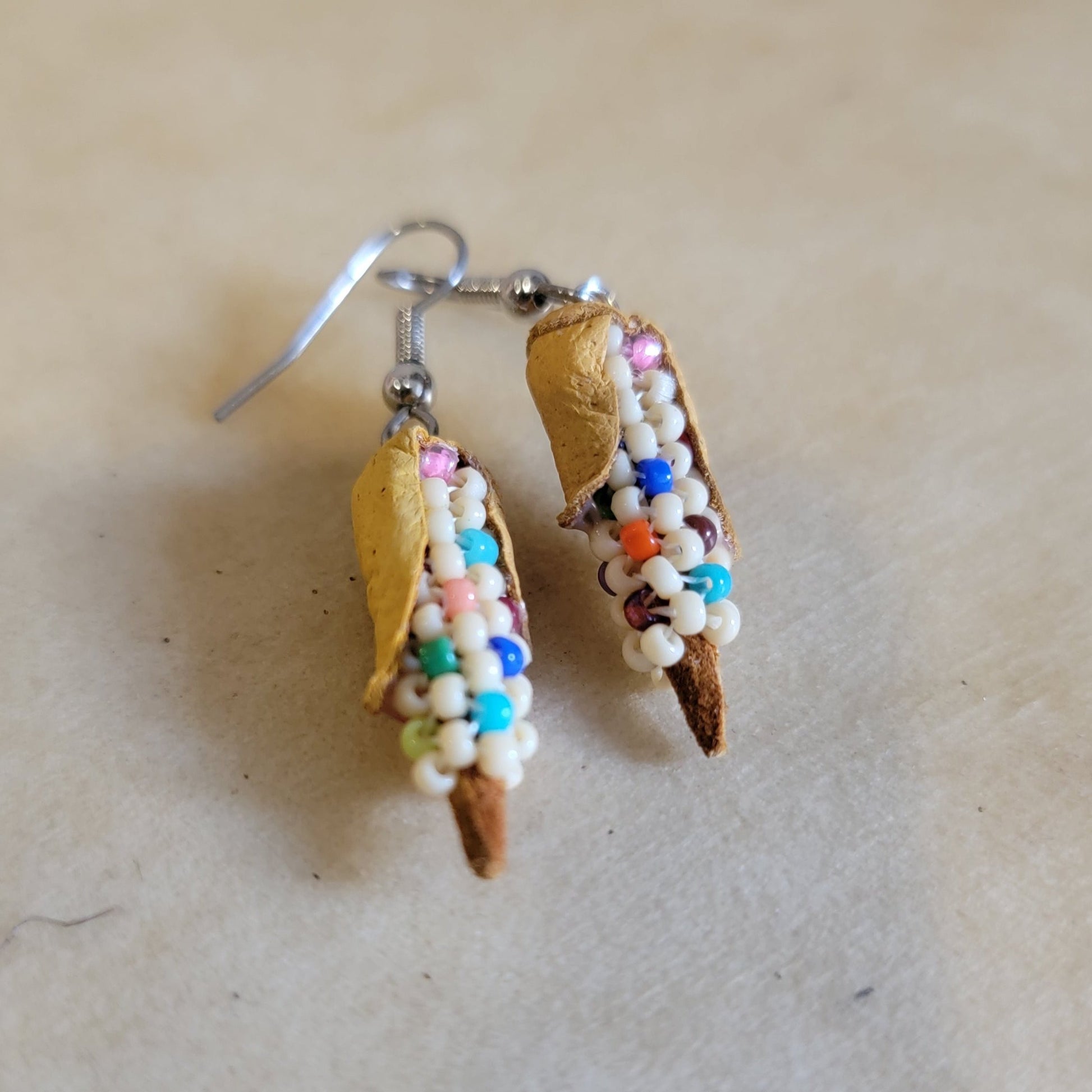 Cute and Fun Beaded Indian Corn Earrings Indian Beadwork