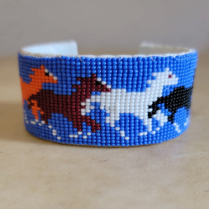 Racing Horses Beaded Bracelet Indian Beadwork