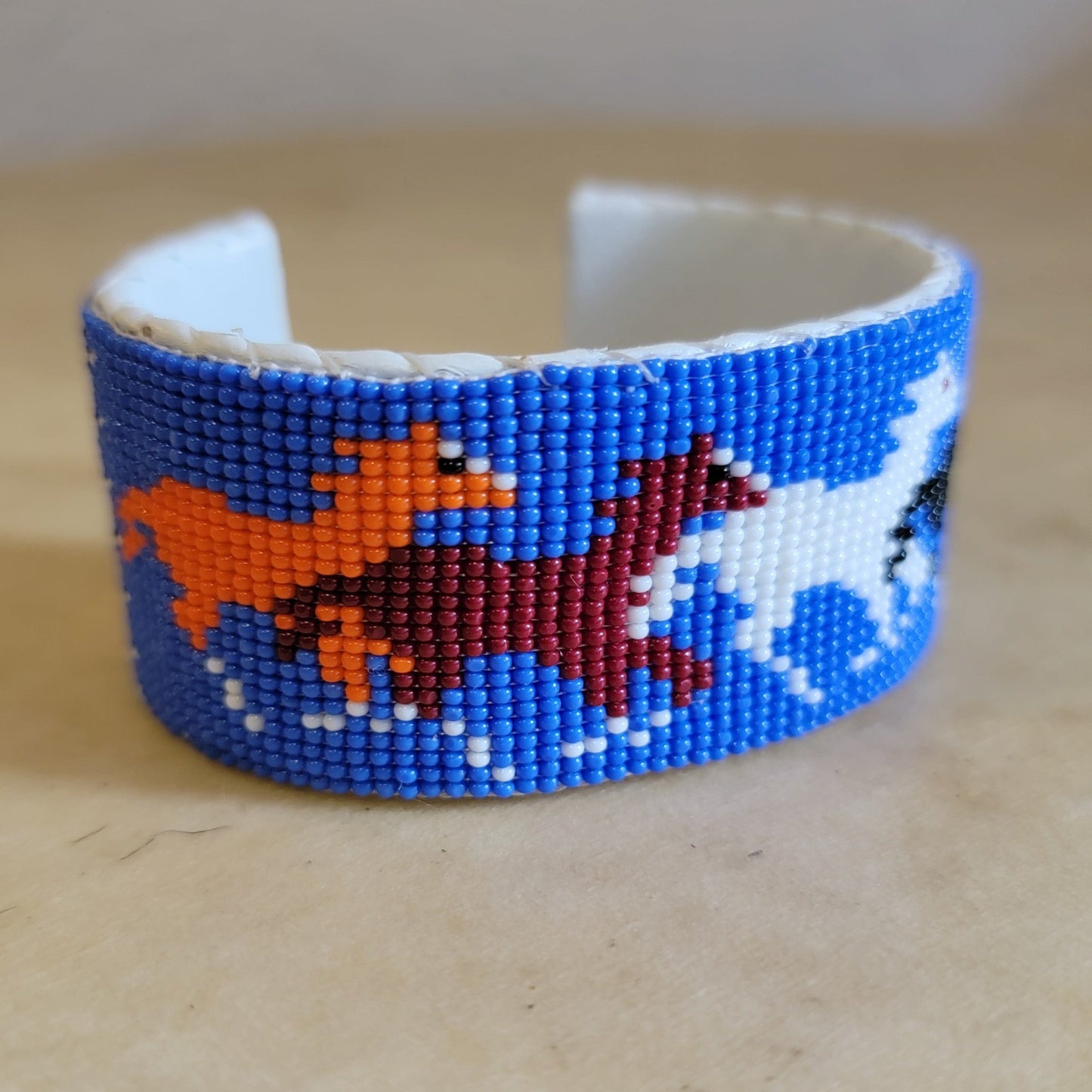 Racing Horses Beaded Bracelet Indian Beadwork