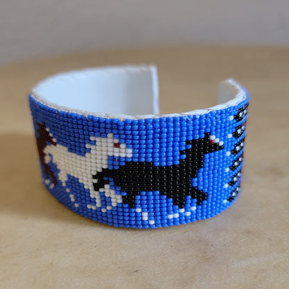 Racing Horses Beaded Bracelet Indian Beadwork