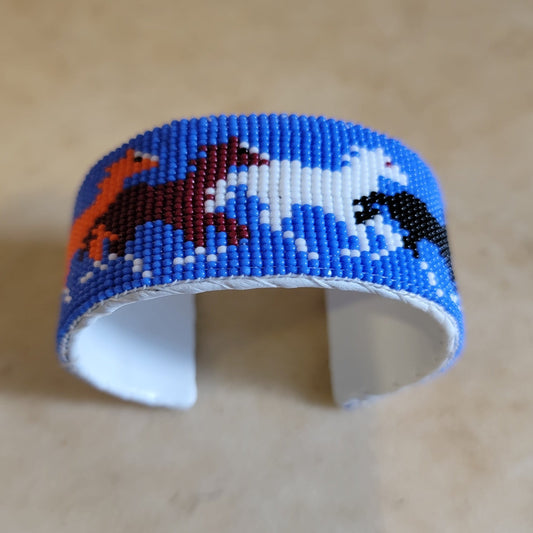 Racing Horses Beaded Bracelet Indian Beadwork