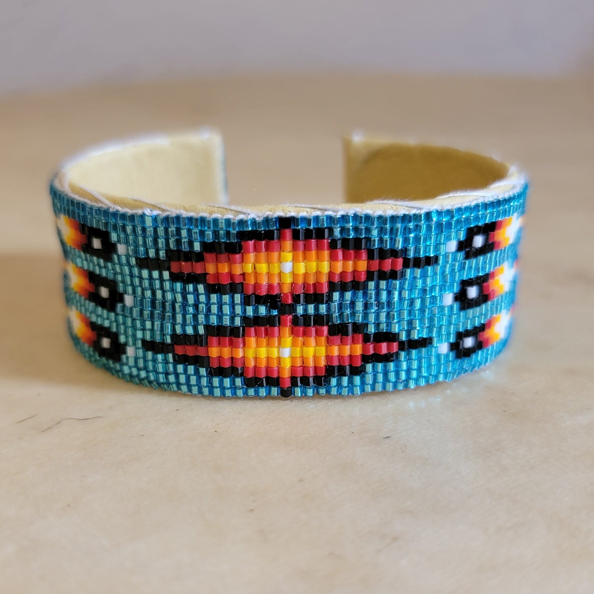 Beaded Navajo Bracelet w/ Traditional Patterns Indian Beadwork