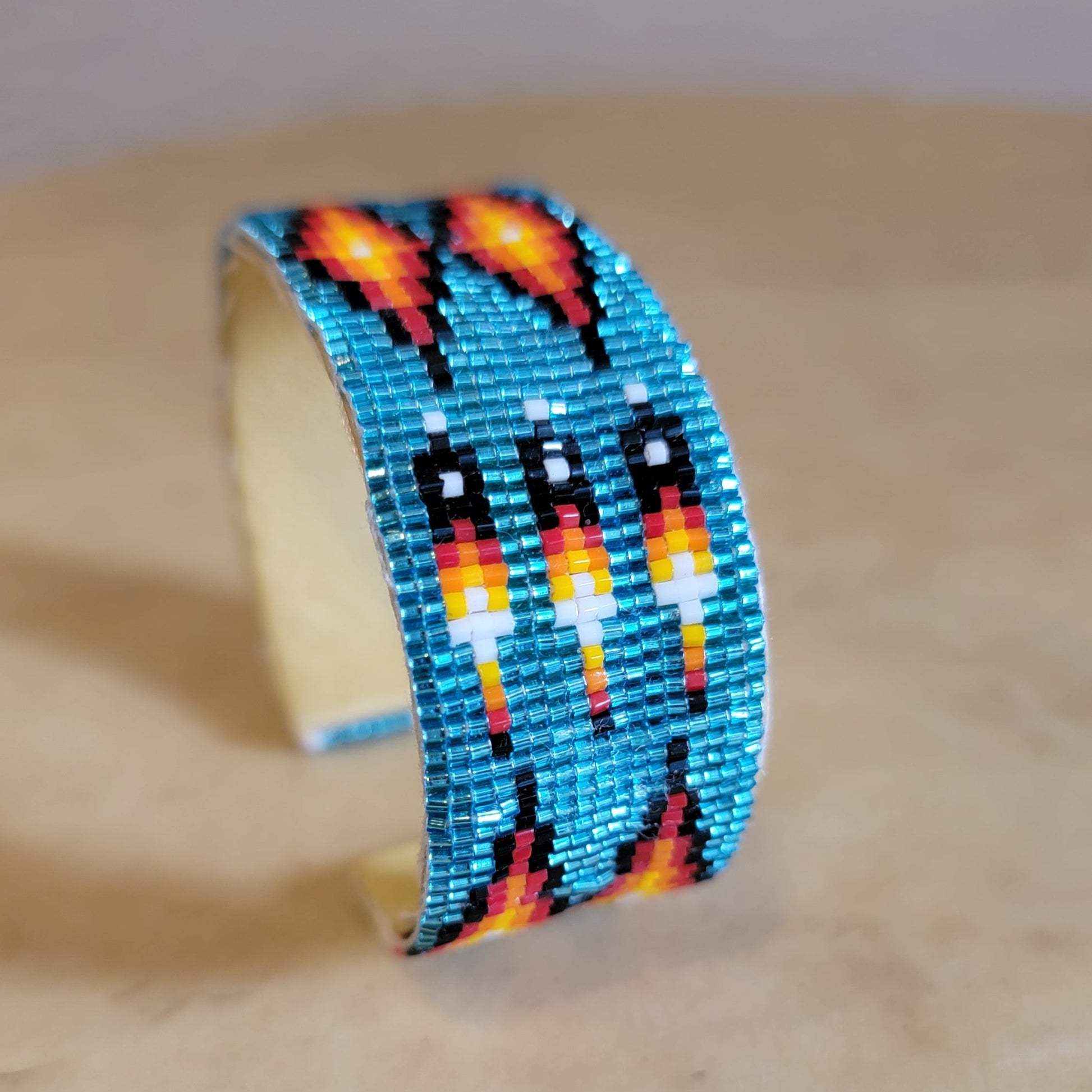 Beaded Navajo Bracelet w/ Traditional Patterns Indian Beadwork