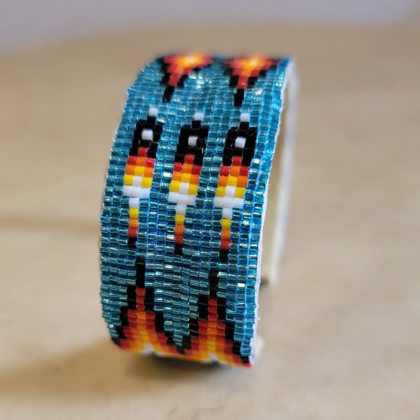 Beaded Navajo Bracelet w/ Traditional Patterns Indian Beadwork