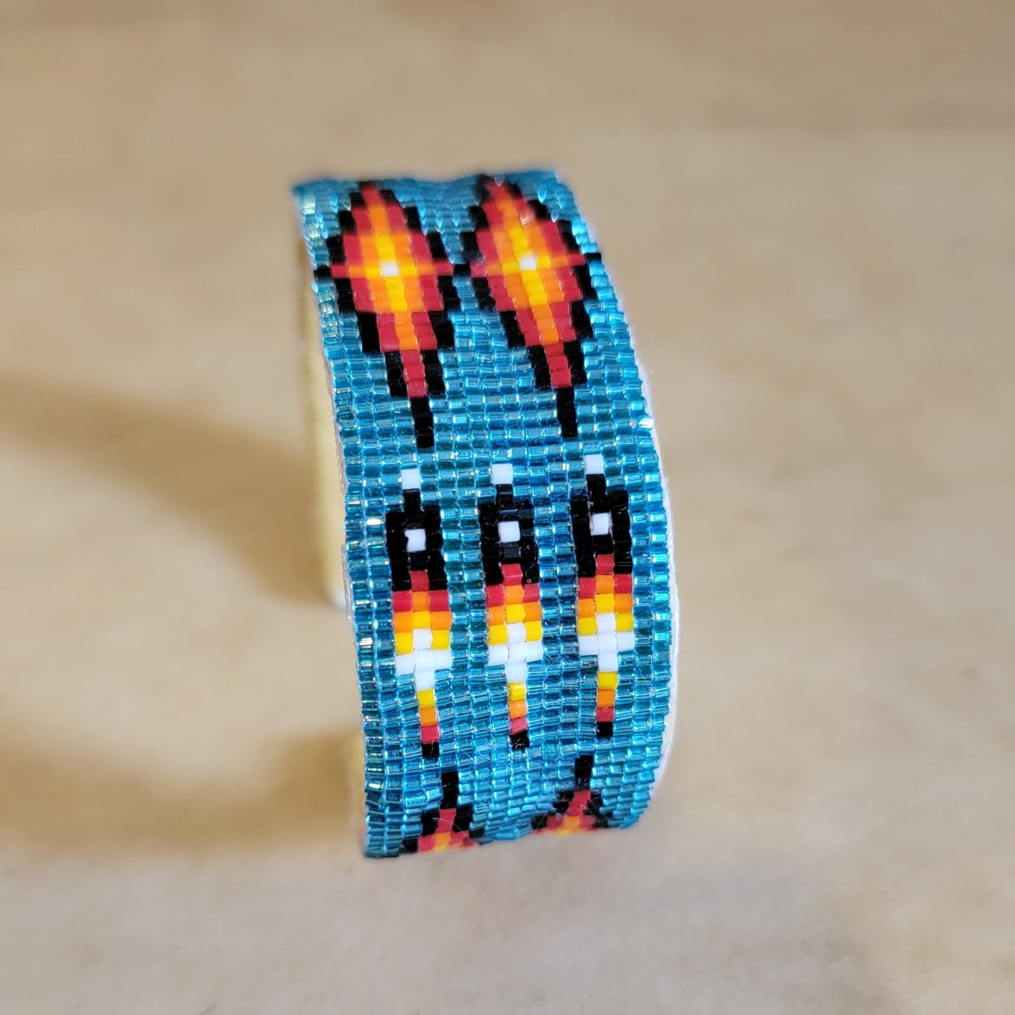 Beaded Navajo Bracelet w/ Traditional Patterns Indian Beadwork