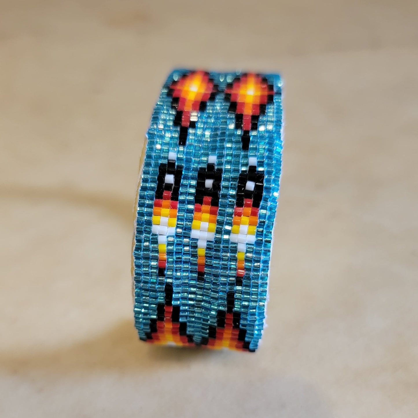 Beaded Navajo Bracelet w/ Traditional Patterns Indian Beadwork