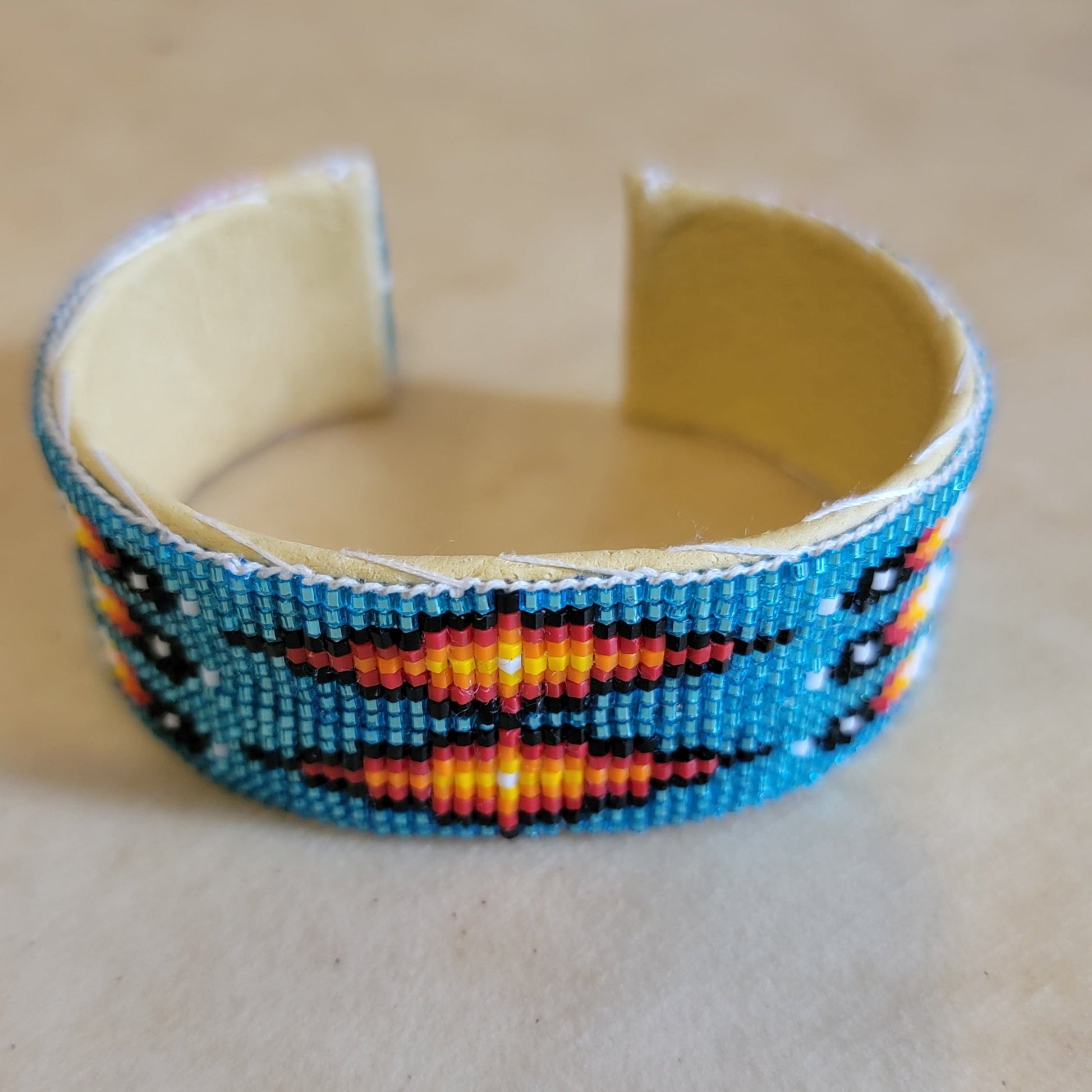 Beaded Navajo Bracelet w/ Traditional Patterns Indian Beadwork