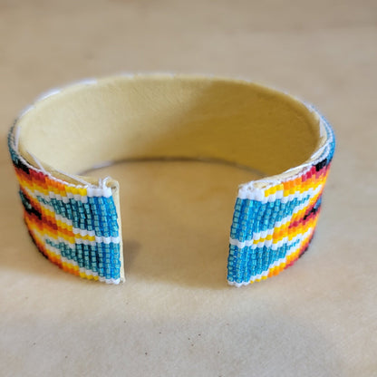 Beaded Navajo Bracelet w/ Traditional Patterns Indian Beadwork