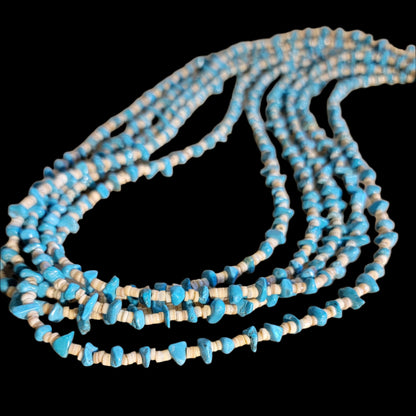 Vintage Pawn Santo Domingo Five Strand Heishe and Turquoise Necklace