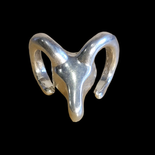 Sterling Silver Sandcast Ram Head Pendant Indian Jewelry