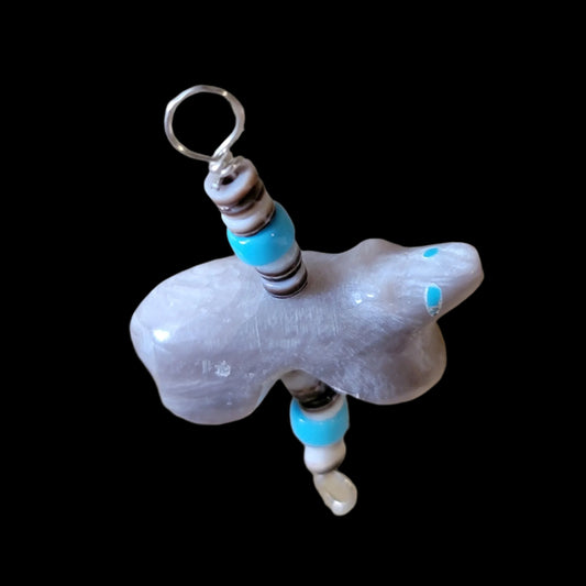 Zuni Fetish Fluorite Bear w/Heishe Pendant Indian Jewelry