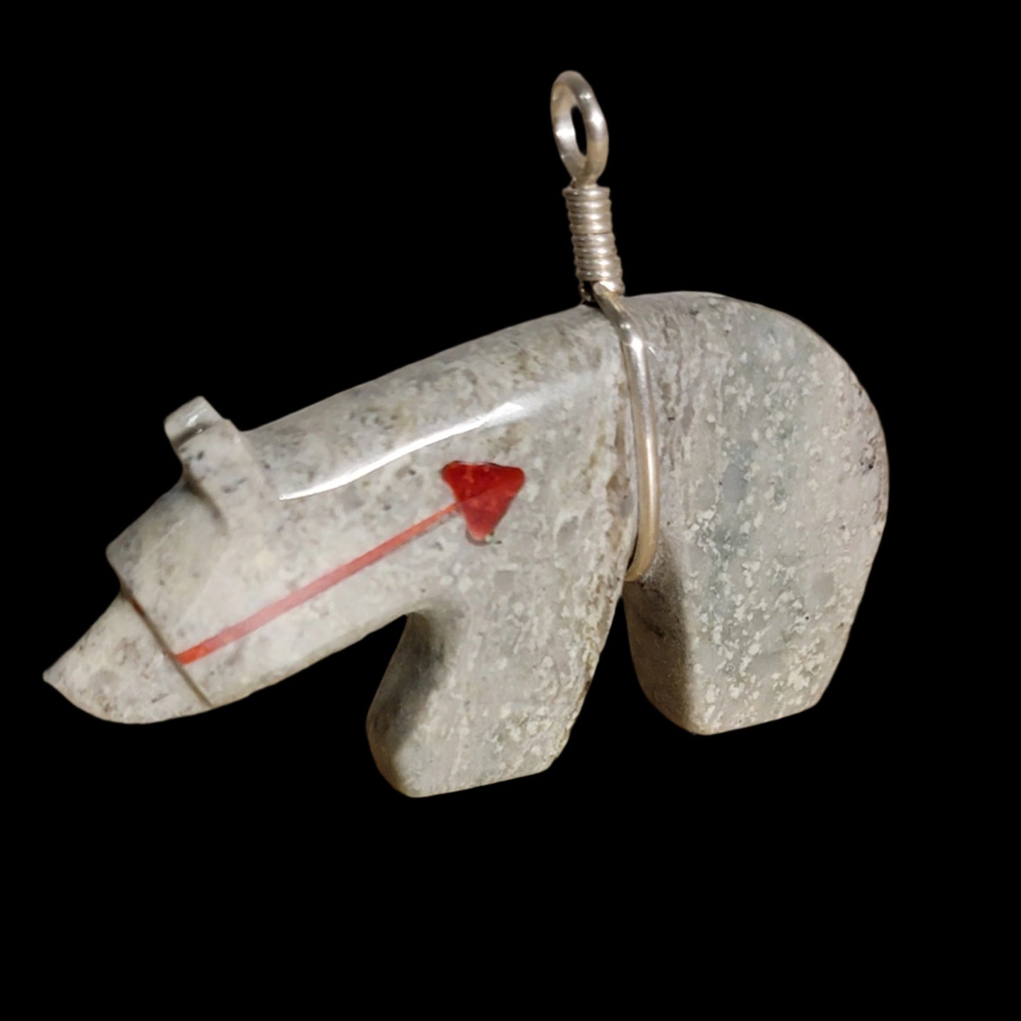 Serpentine Zuni Bear Pendant Indian Jewelry