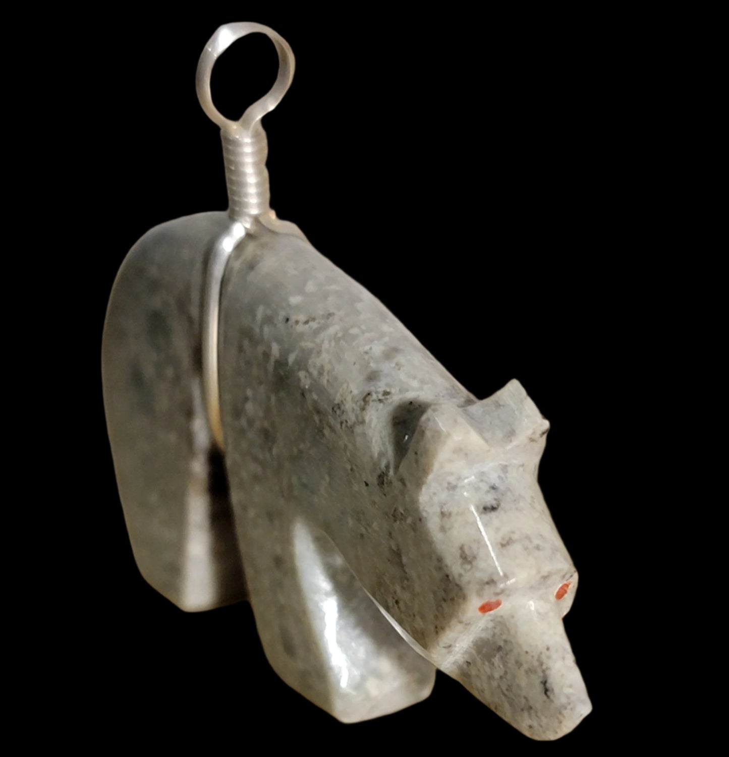 Serpentine Zuni Bear Pendant Indian Jewelry