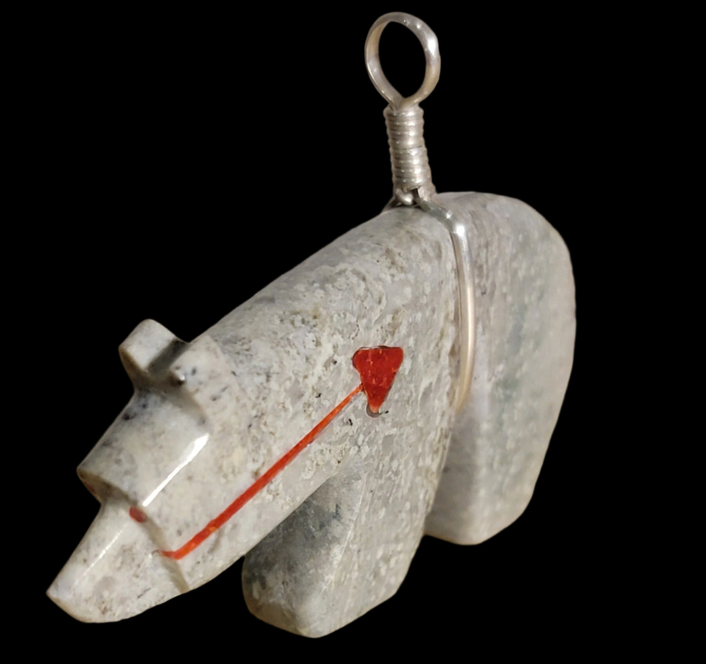 Serpentine Zuni Bear Pendant Indian Jewelry