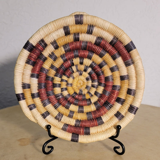 Miniature Hopi Tightly Coiled Basket/Plaque Indian Basket