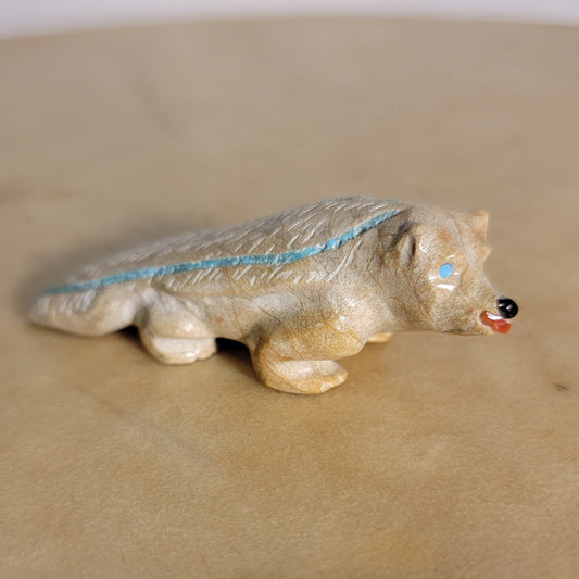 Furry Inlaid Turquoise Zuni Stone Zuni Fetish Badger