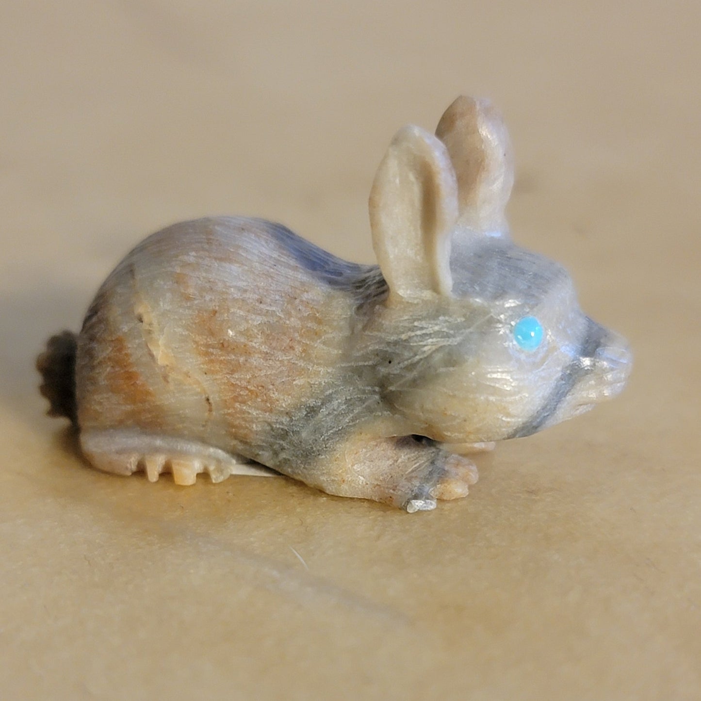 Adorable Picasso Marble Bunny Rabbit Zuni Fetish