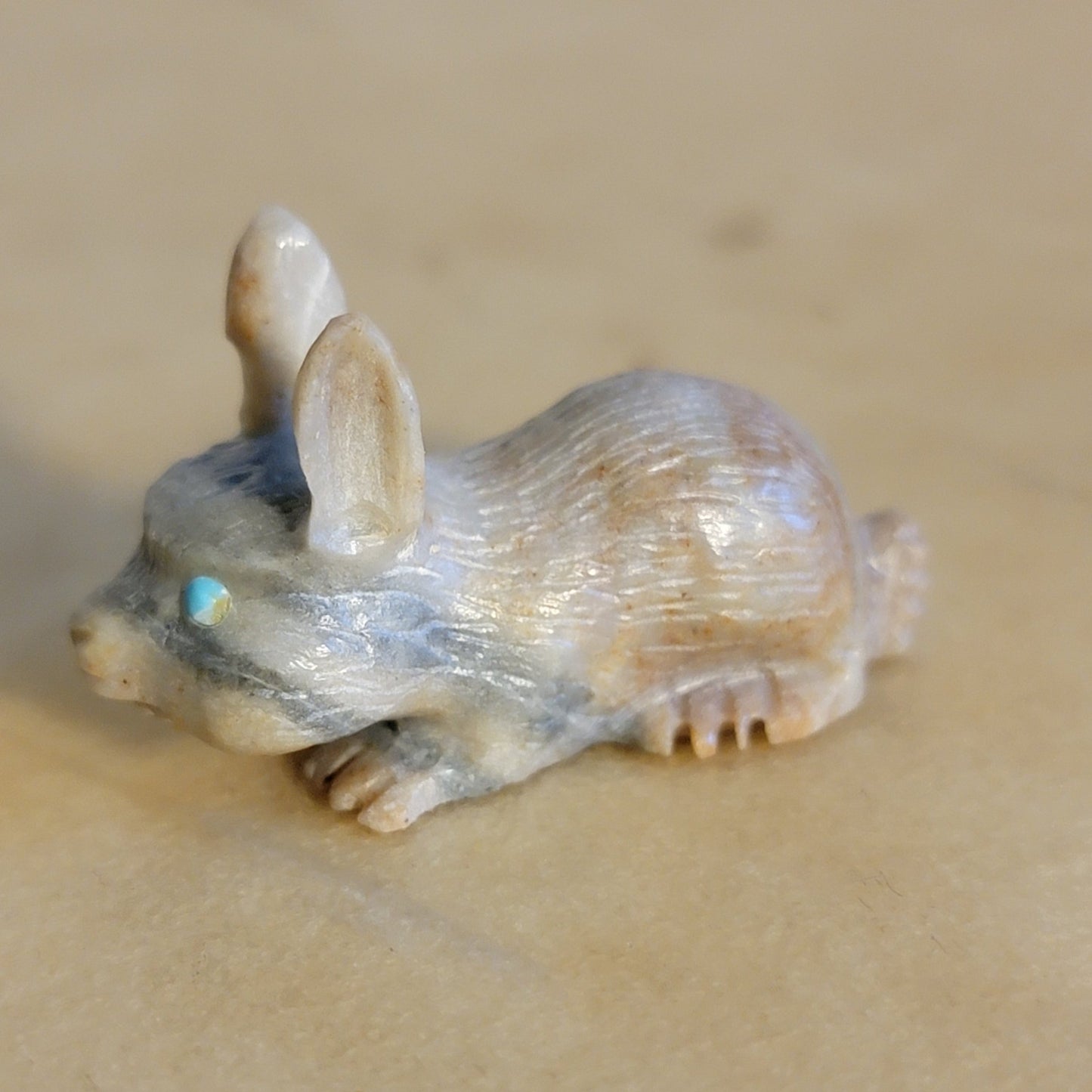 Adorable Picasso Marble Bunny Rabbit Zuni Fetish