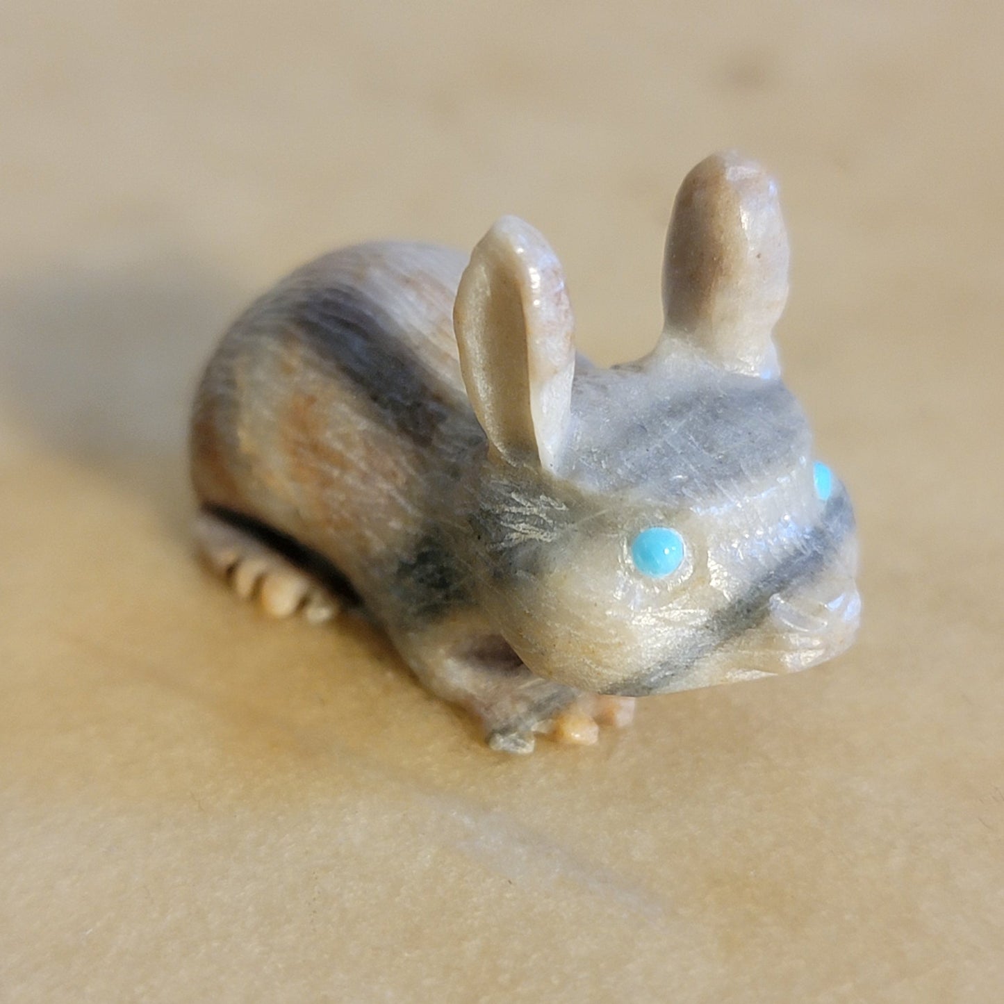 Adorable Picasso Marble Bunny Rabbit Zuni Fetish