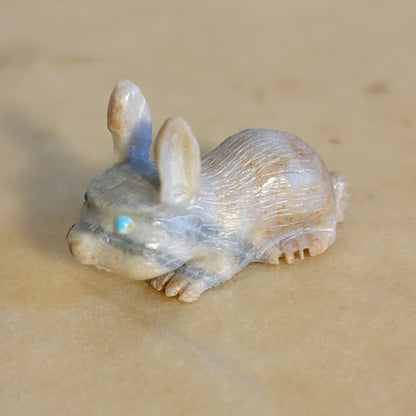 Adorable Picasso Marble Bunny Rabbit Zuni Fetish