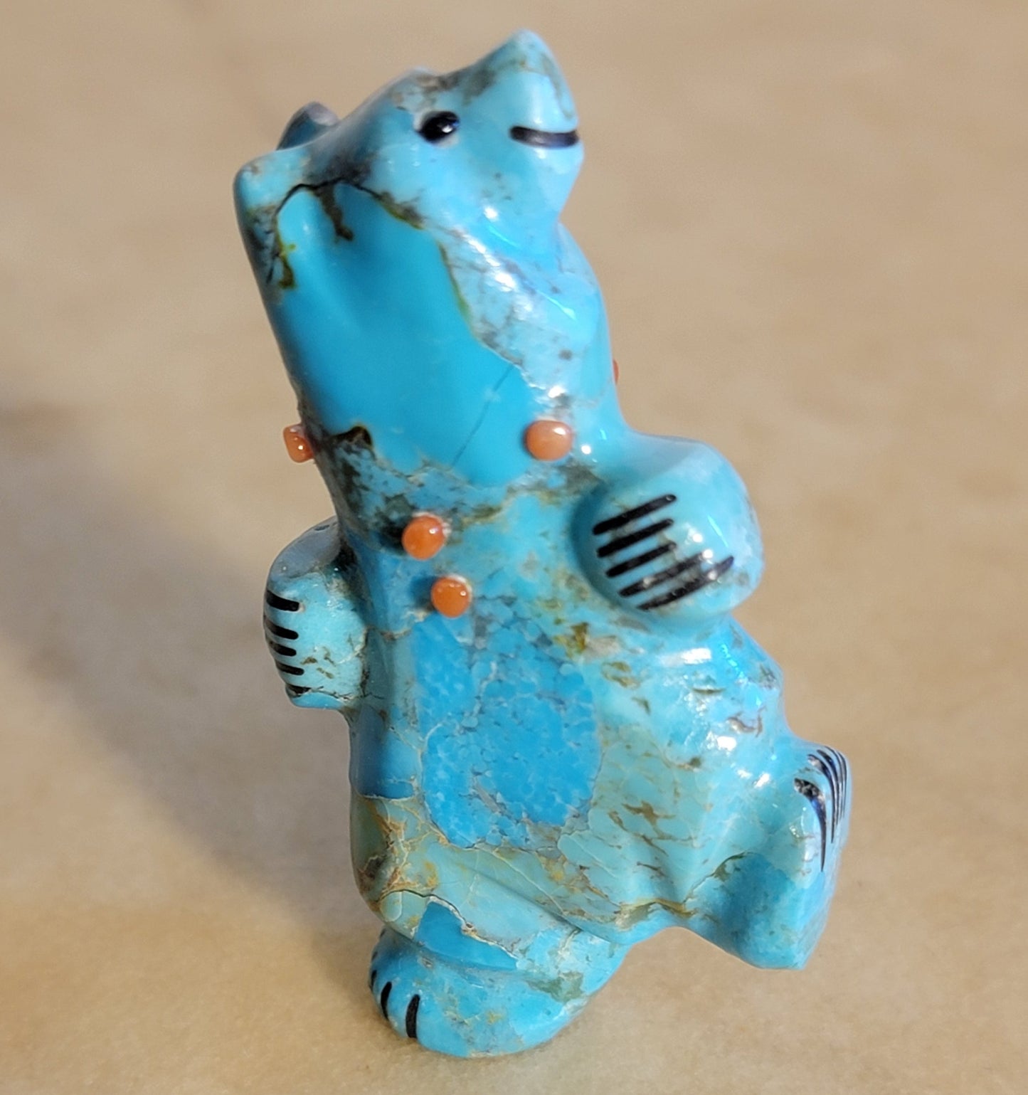 Turquoise Balancing Bear w/Personality+ Zuni Fetish