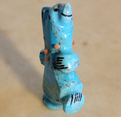 Turquoise Balancing Bear w/Personality+ Zuni Fetish