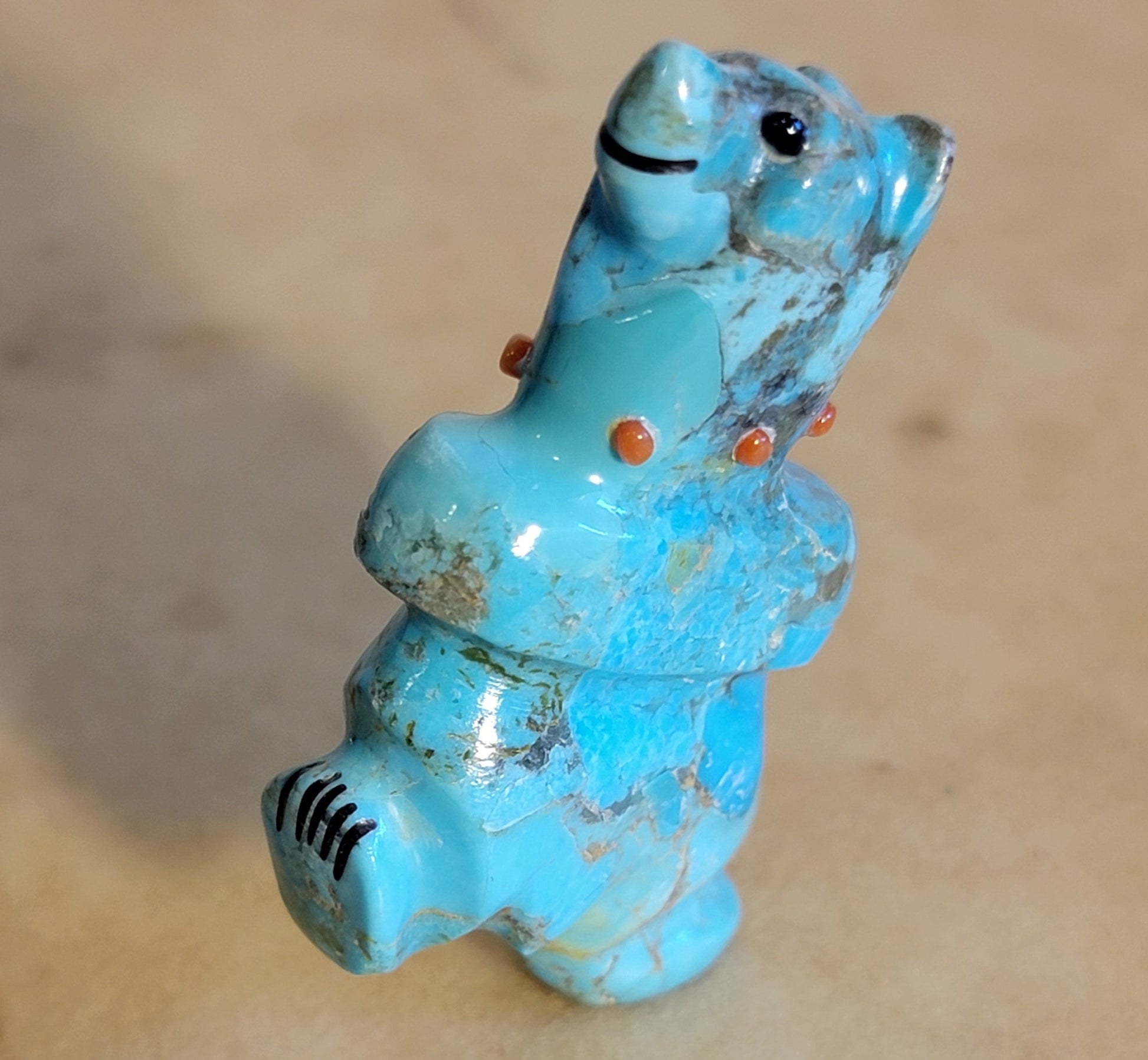 Turquoise Balancing Bear w/Personality+ Zuni Fetish