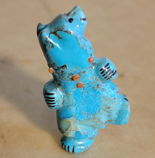 Turquoise Balancing Bear w/Personality+ Zuni Fetish