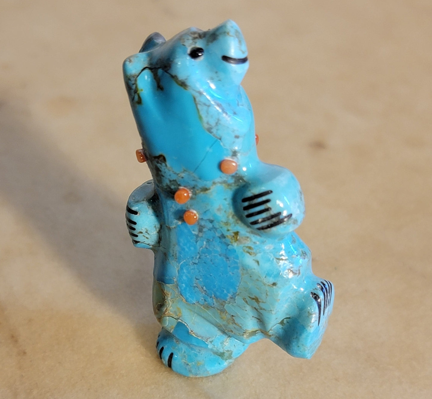 Turquoise Balancing Bear w/Personality+ Zuni Fetish