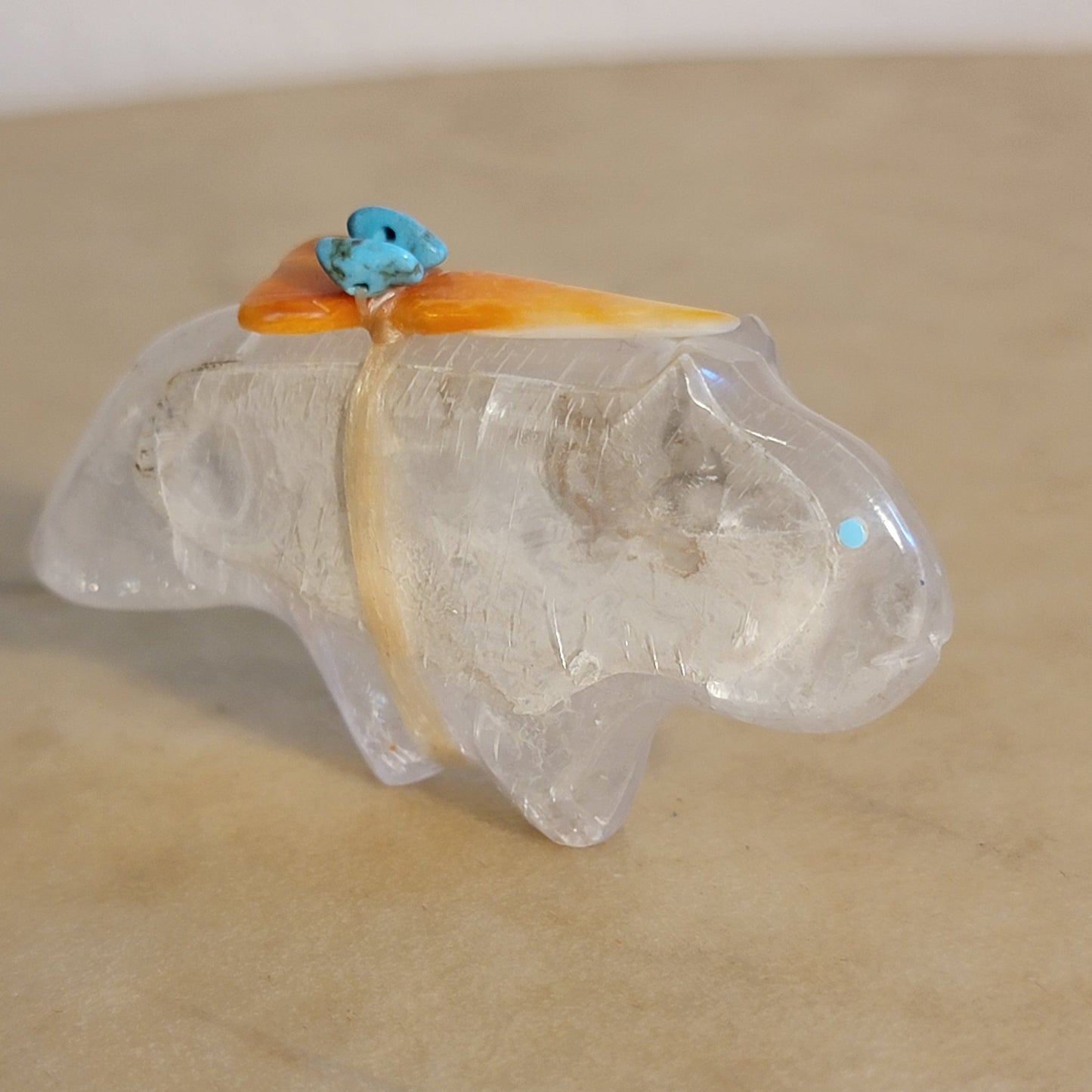 Selenite Mountain Lion Zuni Fetish