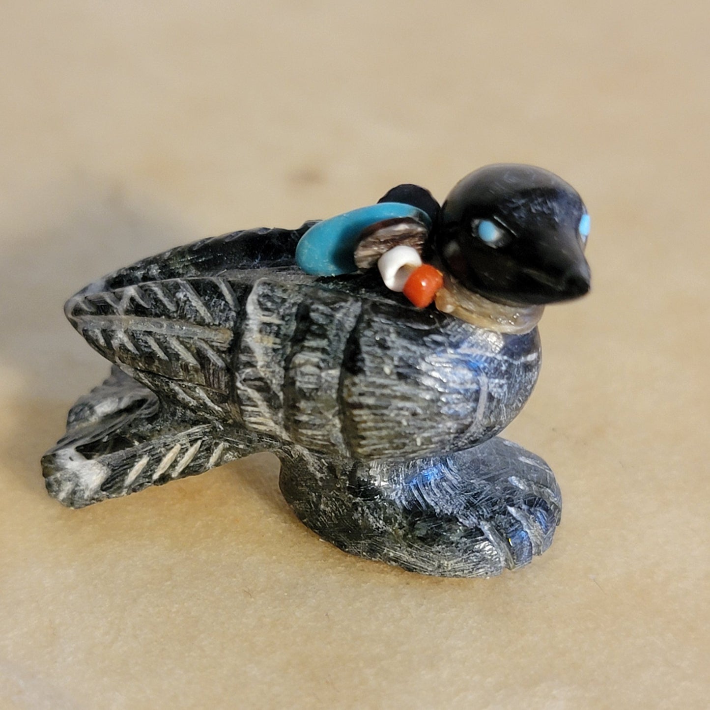 Very Cool Marble Raven w/Pack Zuni Fetish